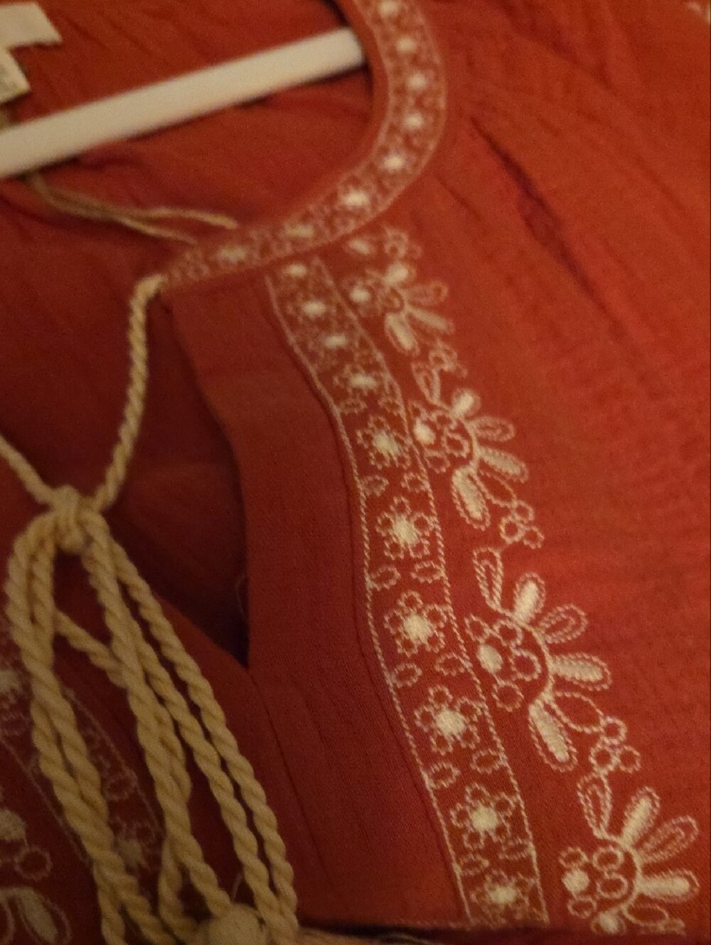 easel Embroidered Tassel Peasant Tunic - Rust - Picture 3 of 12